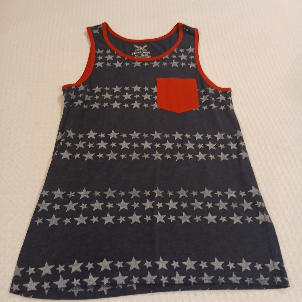 Women XS Star Pattern Tank Top - Navy and Red